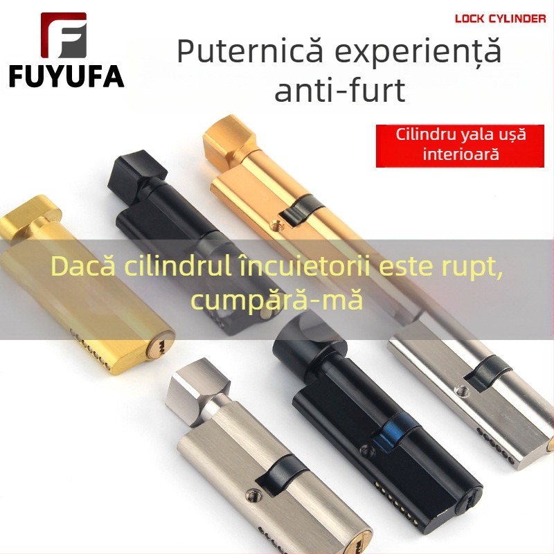 Cilindru de încuietoare din cupru pur pentru ușa interioară din lemn a dormitorului, prelungire de 80 mm, înlocuibil