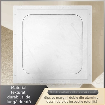 Orificiu de acces pentru tavan din gips-carton, cu margine dublă de aluminiu și colț arcuit pentru climatizare