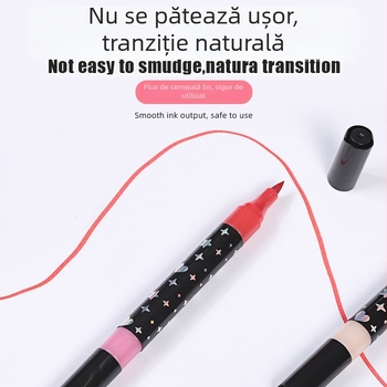 Marker cu două capete, sclipitor, vârf moale pentru acuarelă, destinat elevilor din învățământul primar, cu pulbere sclipitoare, marker de evidențiere