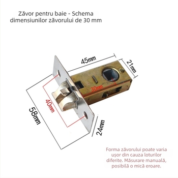 Cilindru de încuietoare pentru ușă de baie/toaletă, cu limbă unică – 55/40/50/60/70 mm