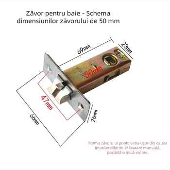 Cilindru de încuietoare pentru ușă de baie/toaletă, cu limbă unică – 55/40/50/60/70 mm