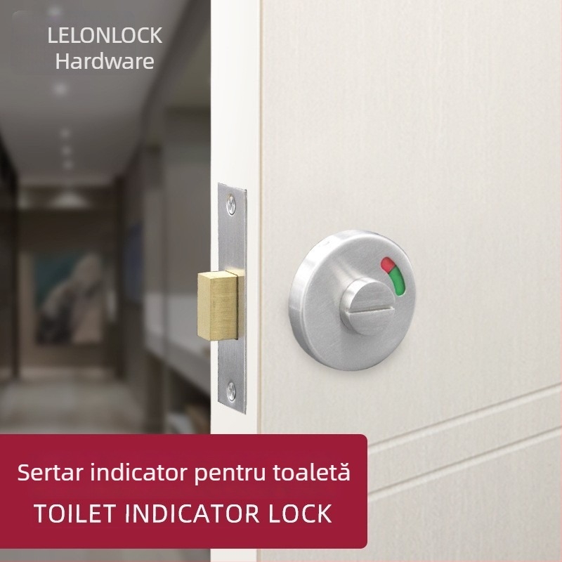 Încuietoare indicator din oțel inoxidabil 304 pentru baie, formă rotundă, indicator ocupat/liber, fără cheie, pentru ușile compartimentelor din toaleta publică