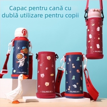 Husă pentru ceașcă din piele PU, curea crossbody, protecție anti-cădere, universală pentru elevi și adulți