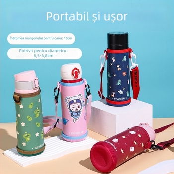 Husă pentru ceașcă din piele PU, curea crossbody, protecție anti-cădere, universală pentru elevi și adulți