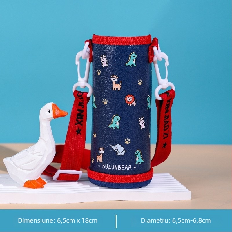Husă pentru ceașcă din piele PU, curea crossbody, protecție anti-cădere, universală pentru elevi și adulți