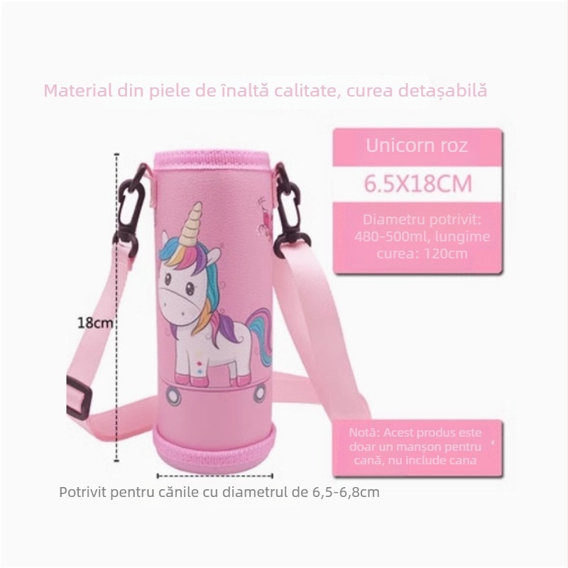 Husă pentru ceașcă din piele PU, curea crossbody, protecție anti-cădere, universală pentru elevi și adulți