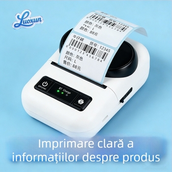Imprimantă portabilă termică Bluetooth, 58 mm, pentru etichete de haine și etichete de preț, autocolantă