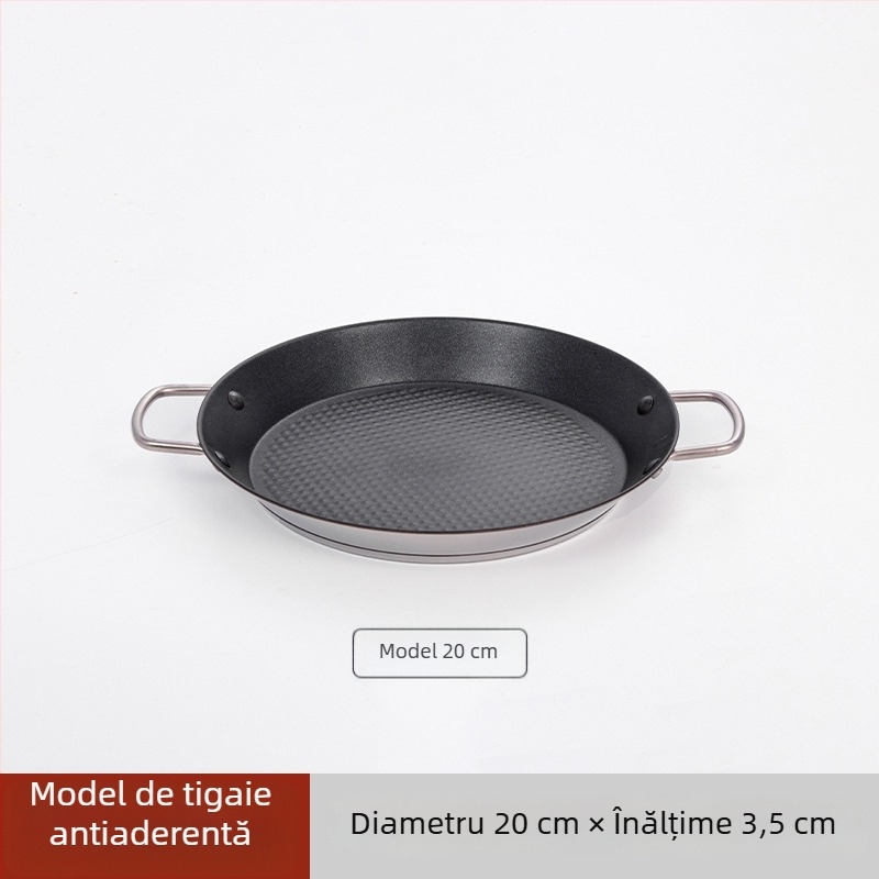 Lishun Tigaie paella spaniolă, oțel inoxidabil, antiaderent, două mânere, stil japonez