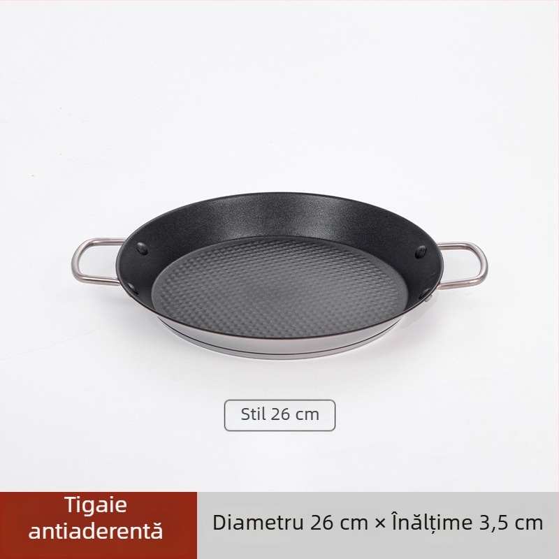 Lishun Tigaie paella spaniolă, oțel inoxidabil, antiaderent, două mânere, stil japonez
