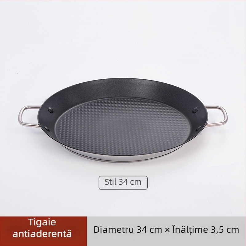Lishun Tigaie paella spaniolă, oțel inoxidabil, antiaderent, două mânere, stil japonez