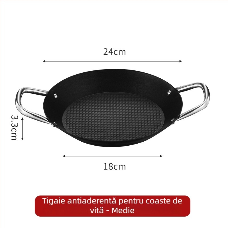 Lishun Tigaie paella spaniolă, oțel inoxidabil, antiaderent, două mânere, stil japonez