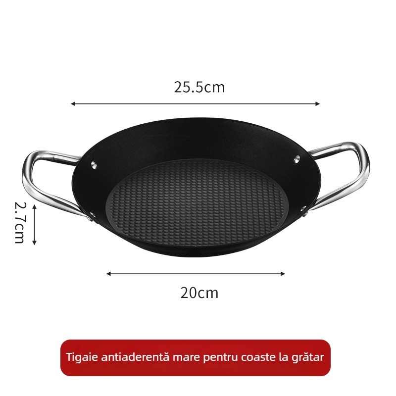 Lishun Tigaie paella spaniolă, oțel inoxidabil, antiaderent, două mânere, stil japonez