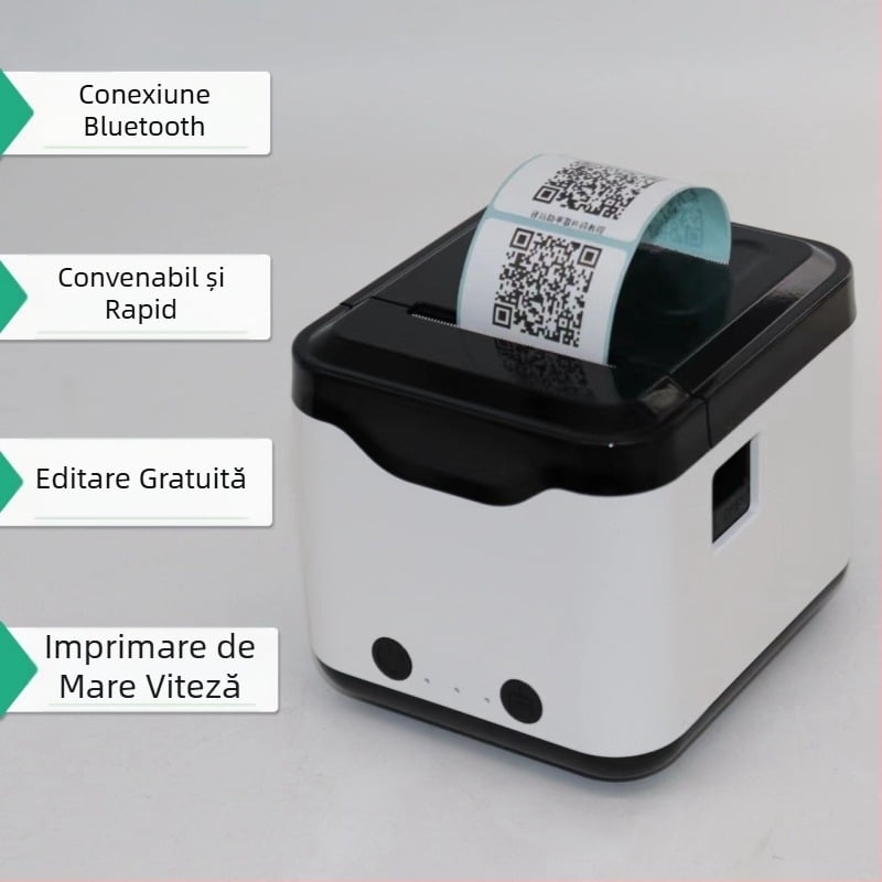 Imprimant termic Bluetooth pentru etichete de 58 mm – etichete de preț, coduri de bare, coduri QR și certificate