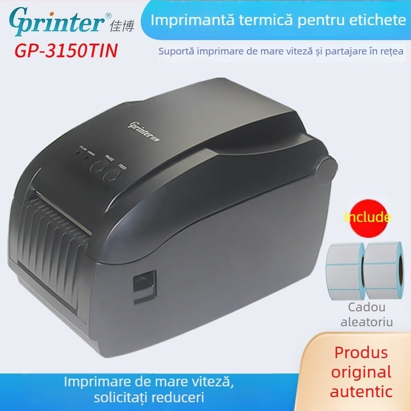 GPRINTER Jiabo GP-3150TIN imprimantă termică pentru etichete autoadezive, cu port de rețea și desprindere automată a etichetelor