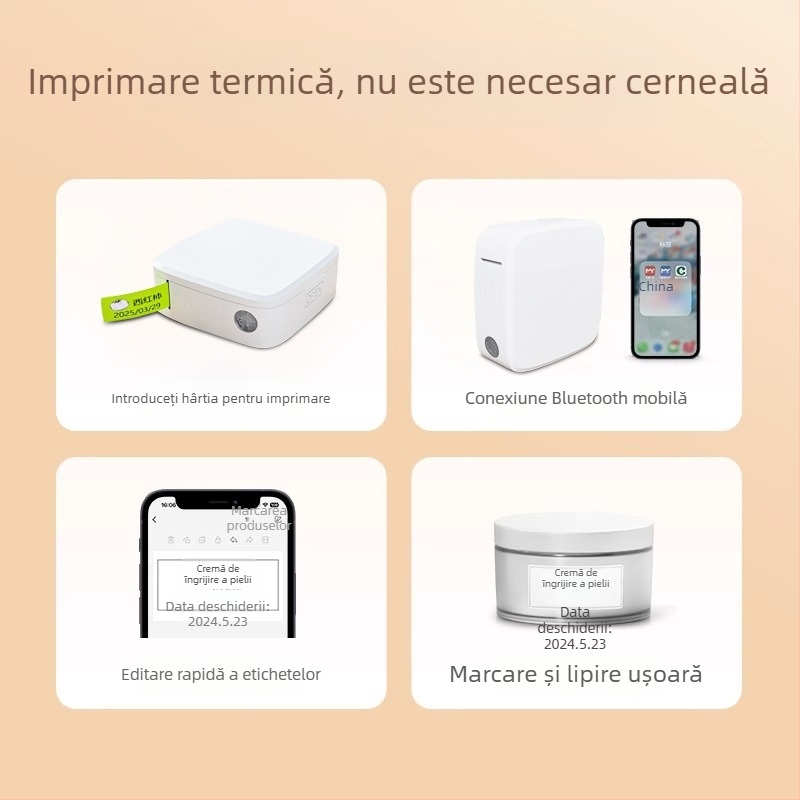 Imprimantă termică pentru etichete de 15 mm, etichete cu nume autoadezive