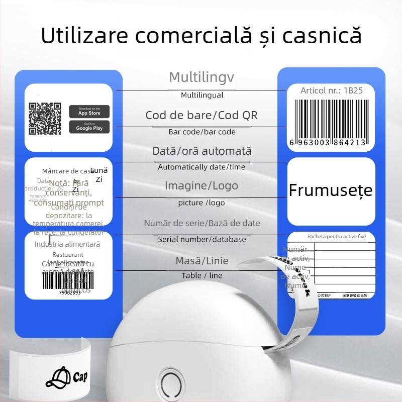 L10 Mini imprimantă de etichete termice cu Bluetooth pentru uz casnic – imprimantă portabilă de etichete