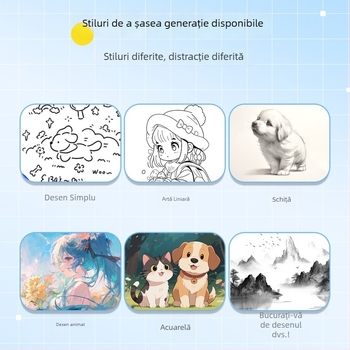 Imprimantă pentru copii cu AI și dialog vocal, ecran HD de 2,4 inch, imprimare termică pentru etichete cu greșeli