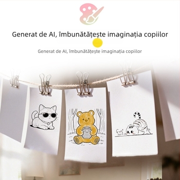 Imprimantă pentru copii cu AI și dialog vocal, ecran HD de 2,4 inch, imprimare termică pentru etichete cu greșeli