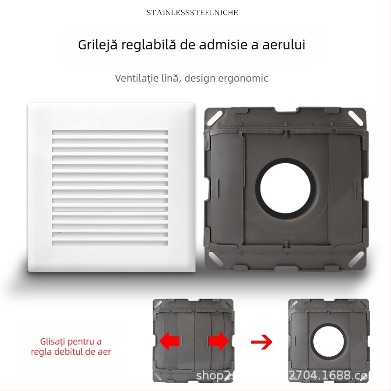 Gură de aer ABS pătrată, flux de aer reglabil, ventilație, evacuare și admisie 75110