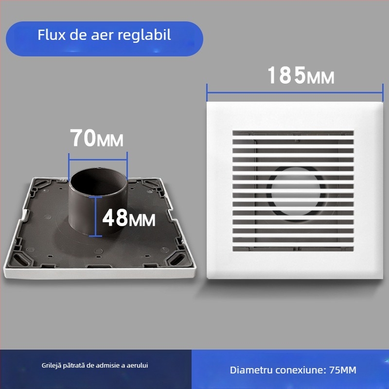 Gură de aer ABS pătrată, flux de aer reglabil, ventilație, evacuare și admisie 75110