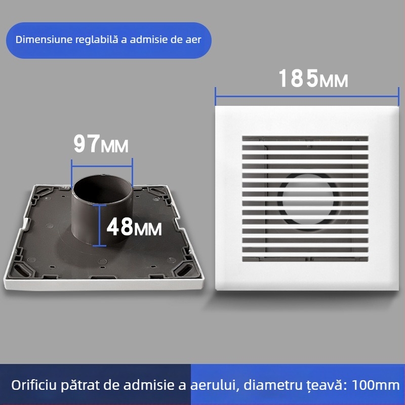 Gură de aer ABS pătrată, flux de aer reglabil, ventilație, evacuare și admisie 75110