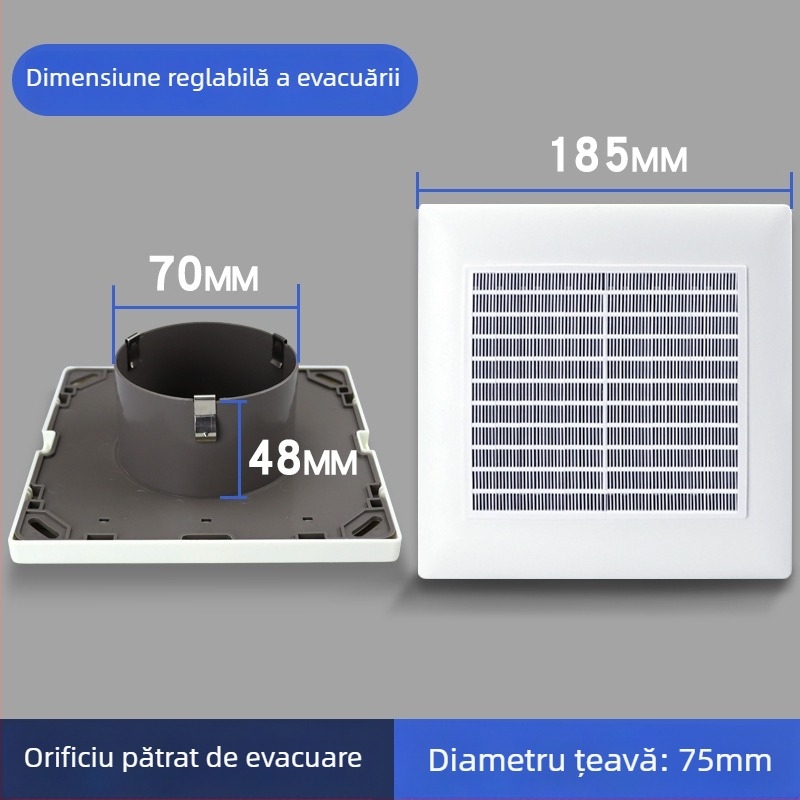 Gură de aer ABS pătrată, flux de aer reglabil, ventilație, evacuare și admisie 75110