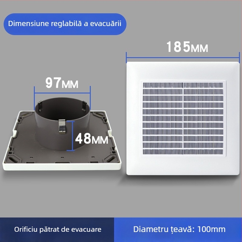 Gură de aer ABS pătrată, flux de aer reglabil, ventilație, evacuare și admisie 75110