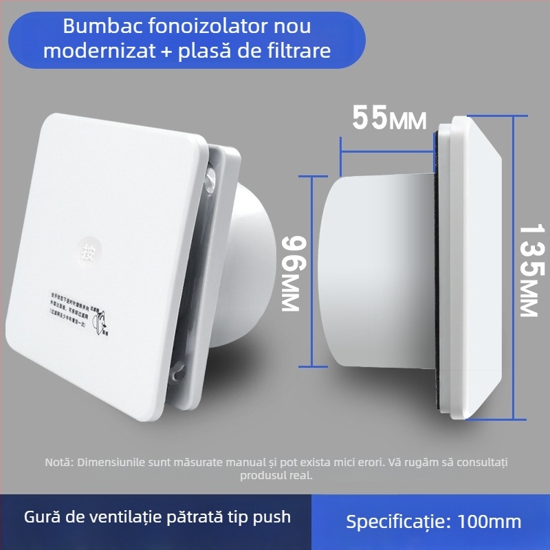 Gură de aer ABS pătrată, flux de aer reglabil, ventilație, evacuare și admisie 75110