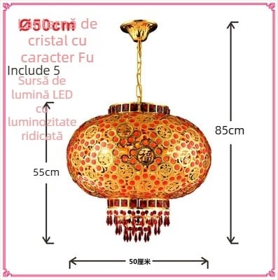 Candelabru roșu pentru balcon – felinar cu cristale, LED, rotativ, decor pentru Anul Nou Chinezesc și nuntă