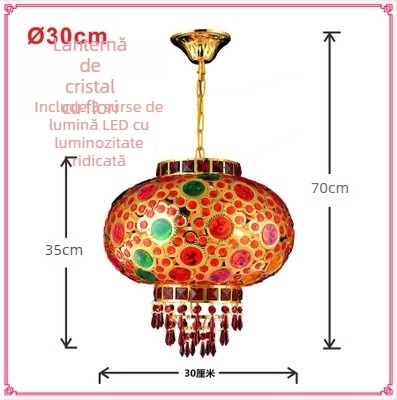 Candelabru roșu pentru balcon – felinar cu cristale, LED, rotativ, decor pentru Anul Nou Chinezesc și nuntă