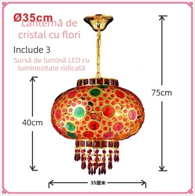 Candelabru roșu pentru balcon – felinar cu cristale, LED, rotativ, decor pentru Anul Nou Chinezesc și nuntă