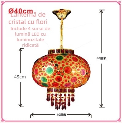 Candelabru roșu pentru balcon – felinar cu cristale, LED, rotativ, decor pentru Anul Nou Chinezesc și nuntă