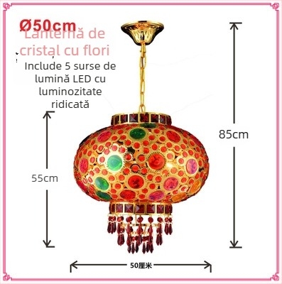 Candelabru roșu pentru balcon – felinar cu cristale, LED, rotativ, decor pentru Anul Nou Chinezesc și nuntă