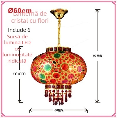 Candelabru roșu pentru balcon – felinar cu cristale, LED, rotativ, decor pentru Anul Nou Chinezesc și nuntă