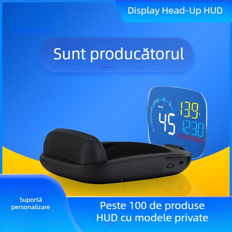 Display HUD pentru mașină, compatibil universal OBD, proiecție viteză, monitor LED HD pentru automobil, model C600s, dimensiune ecran 123x84 mm, rezoluție 1440x900