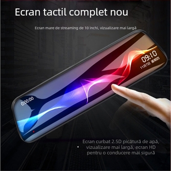 Oglindă retrovizoare auto cu ecran complet de 10 inch, înregistrare duală, două camere, ecran tactil