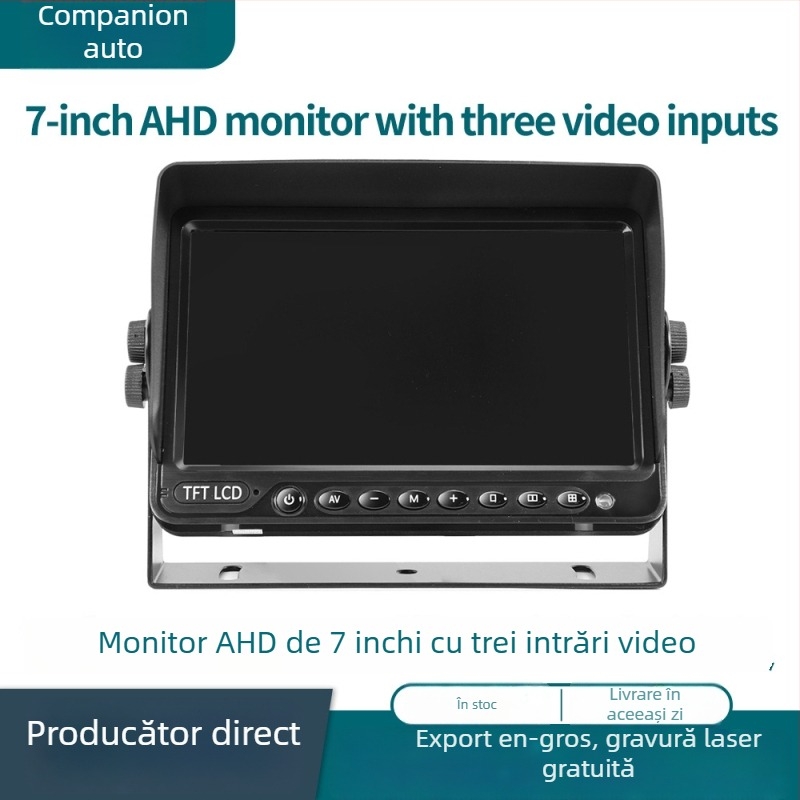 Monitor LCD auto AHD de 7/9/10,1 inch cu 3 intrări și suport de birou cu utilizare dublă pentru montaj