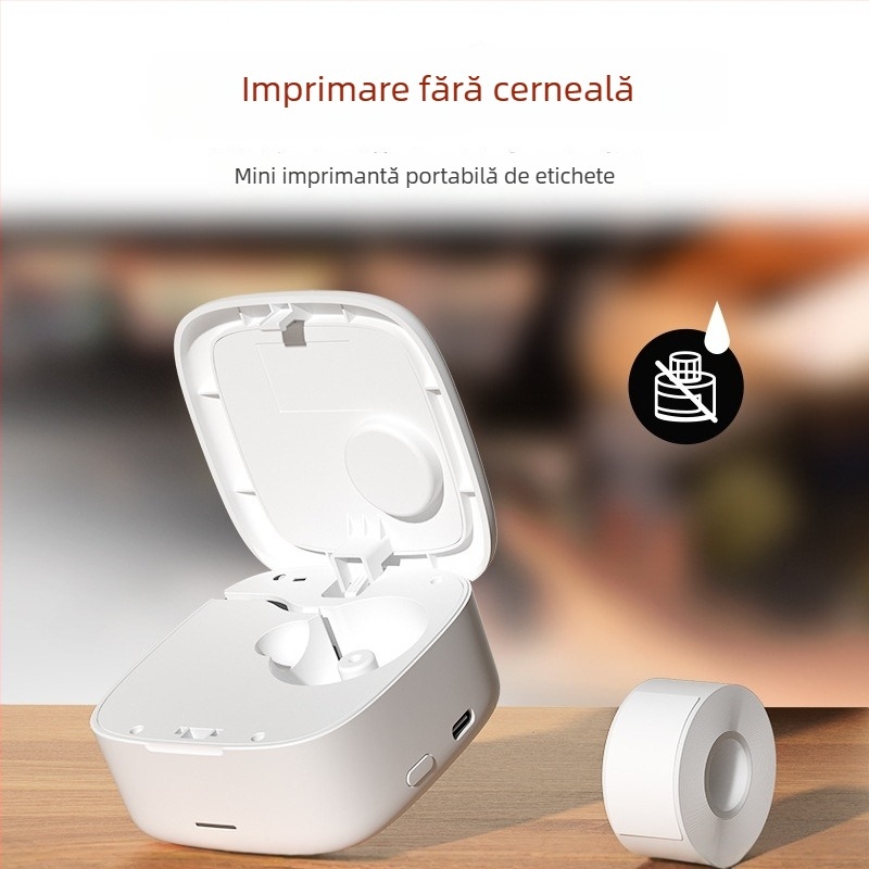 Imprimantă portabilă de etichete Bluetooth, imprimare termică pentru etichete autoadezive impermeabile