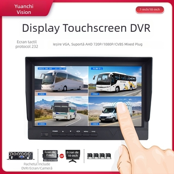 Monitor LCD tactil auto de 10 inch cu DVR VGA și înregistrator video 4G pentru vehicule mari