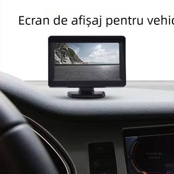 Car Shield 12-24V Display universal pentru vedere în spate, monitor pliabil de birou 4.3 inch TFT LCD