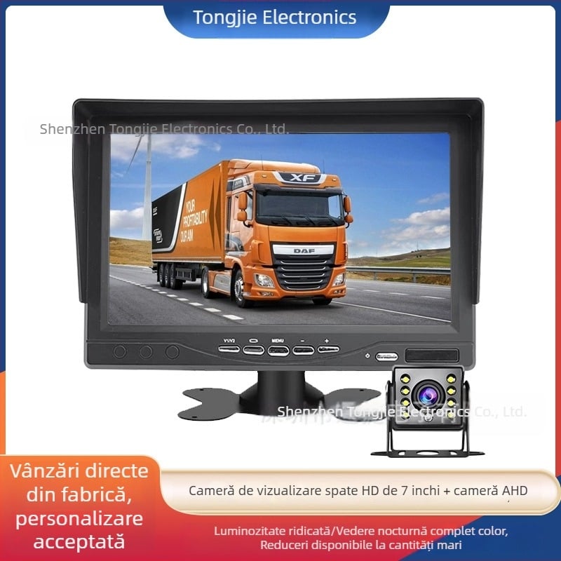 Monitor de retrovizor de 7 inch pentru camioane și furgonete, 12V-24V universal, cameră HD cu vizionare nocturnă