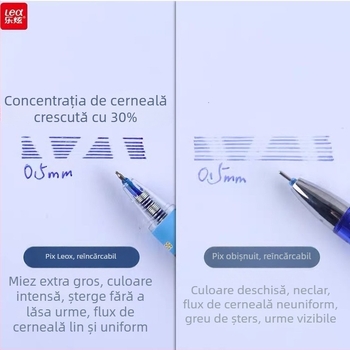Lexuan Refill pentru stilou gel șters prin apăsare - Crystal Blue, vârf 0,5 mm, pentru elevi din învățământul primar