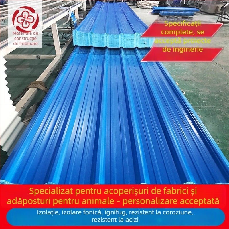 Țigle de acoperiș din PVC, panouri din plastic-otel îngroșate, garduri pentru ferme și instalații chimice, țevi de drenaj din fibră de sticlă