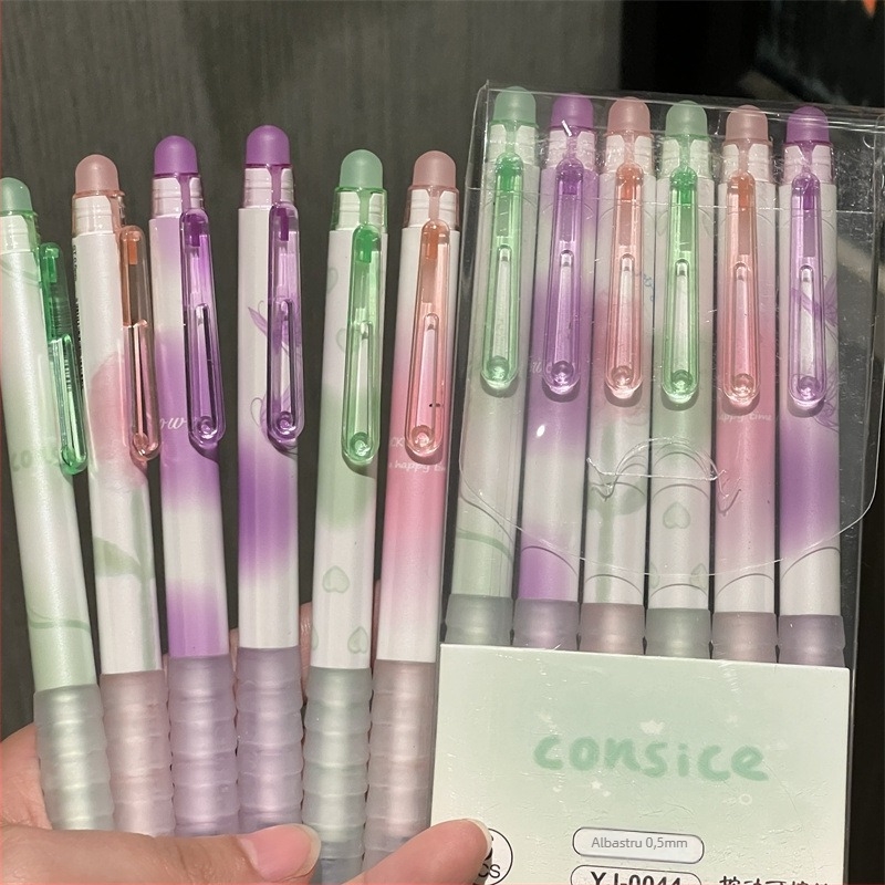 Pix gel ștergător, vârf 0,5 mm, albastru cristal, design desen animat, mecanism de apăsare, papetărie pentru elevi, în cutie.