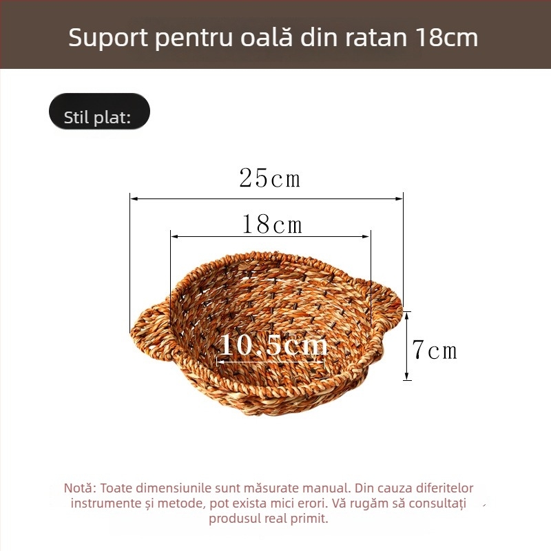 Tavă de bază din paie împletite pentru oale – izolație termică, suport anti-arzuri, rezistentă la temperaturi înalte