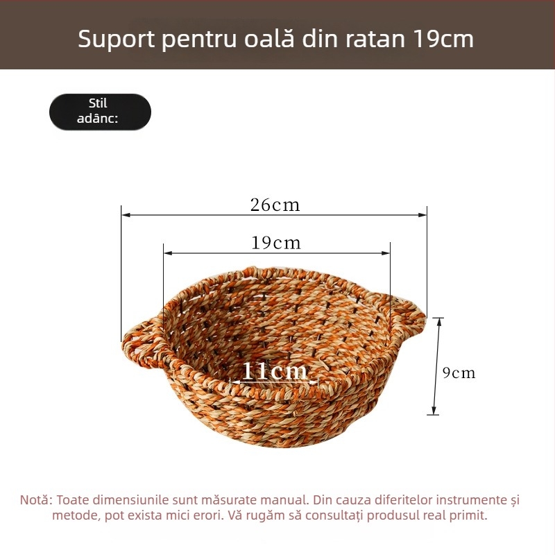 Tavă de bază din paie împletite pentru oale – izolație termică, suport anti-arzuri, rezistentă la temperaturi înalte