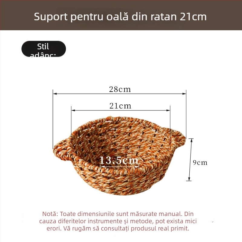 Tavă de bază din paie împletite pentru oale – izolație termică, suport anti-arzuri, rezistentă la temperaturi înalte