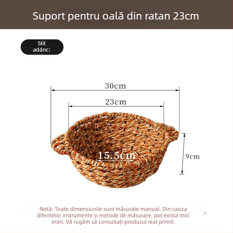 Tavă de bază din paie împletite pentru oale – izolație termică, suport anti-arzuri, rezistentă la temperaturi înalte