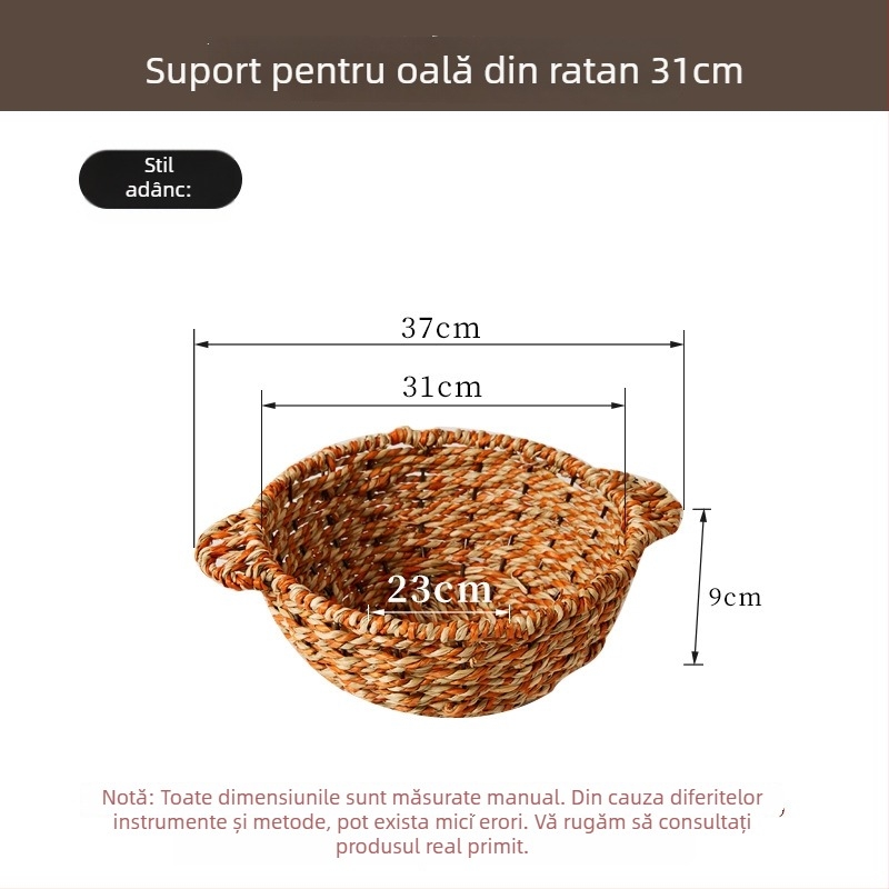Tavă de bază din paie împletite pentru oale – izolație termică, suport anti-arzuri, rezistentă la temperaturi înalte