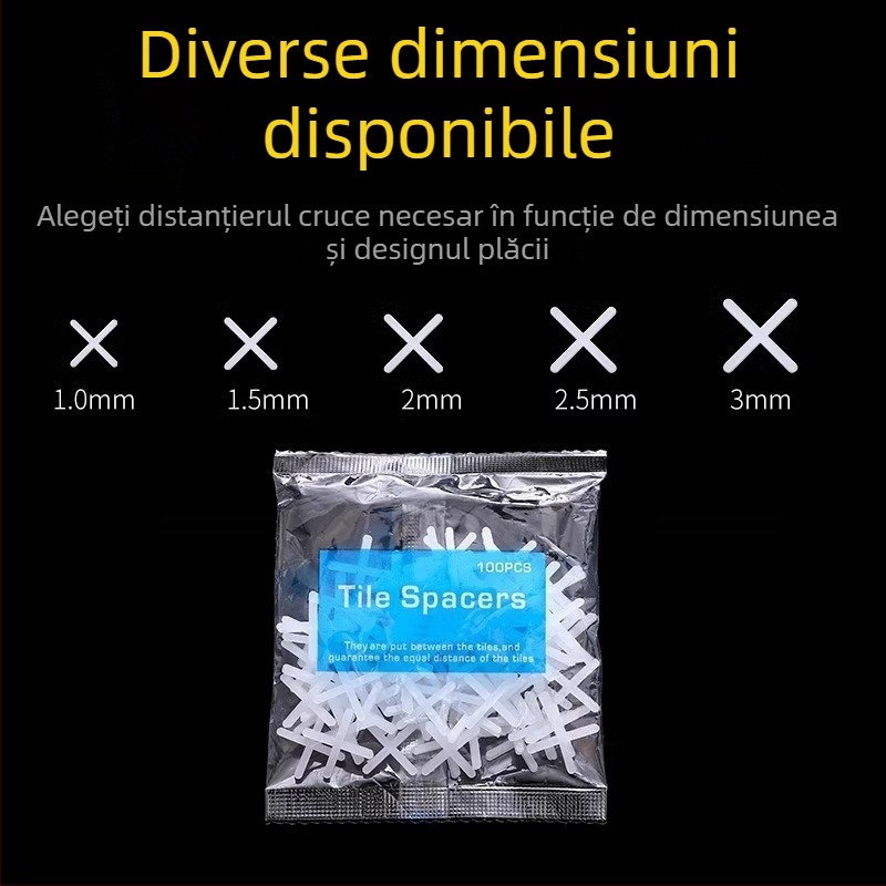 Carte de poziționare a plăcilor și clipuri cruciforme de nivelare – clipuri din plastic pentru rosturi ale plăcilor